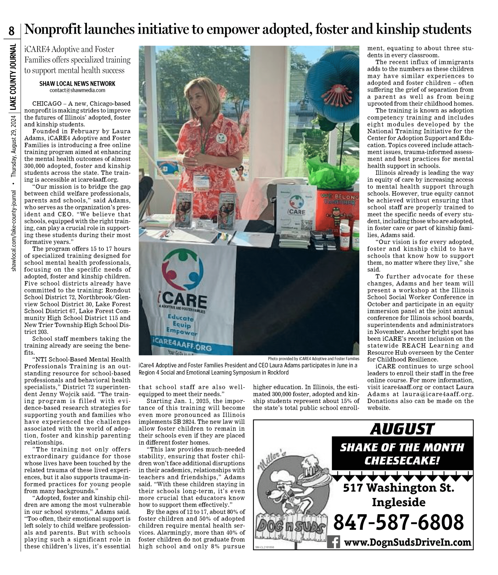 Lake County Journal coverage of iCARE Adoptive And Foster Families, August 28, 2024