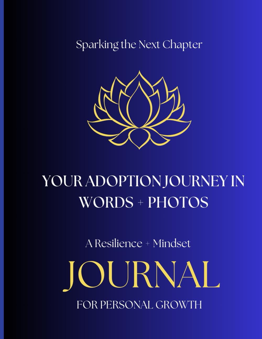 Book cover for 'Your Adoption Journey in Words and Photos', showcasing a welcoming and creative memory book layout designed for preserving milestone family moments.